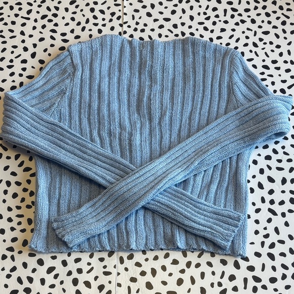 Nasty Gal Cropped Light Blue Ribbed Cardigan Size M New with tags - Picture 5 of 6